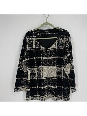 Radzoli jacket womens 1x check plaid full zip plus artsy art to wear fall work
